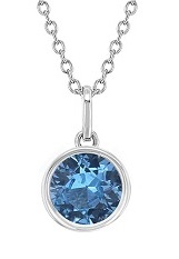 delightful silver round blue cubic zirconia birthstone necklace for teens